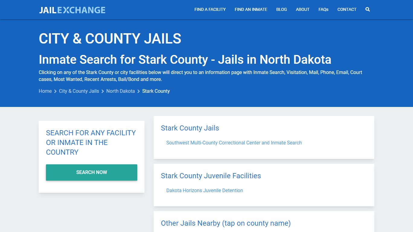 Inmate Search for Stark County | Jails in North Dakota - Jail Exchange